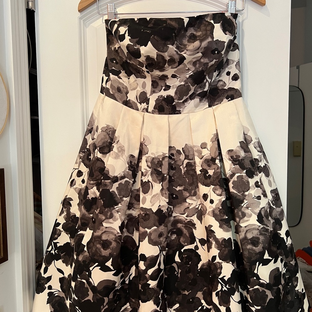 NORDSTROM Eliza J Floral Strapless Dress in Black and White